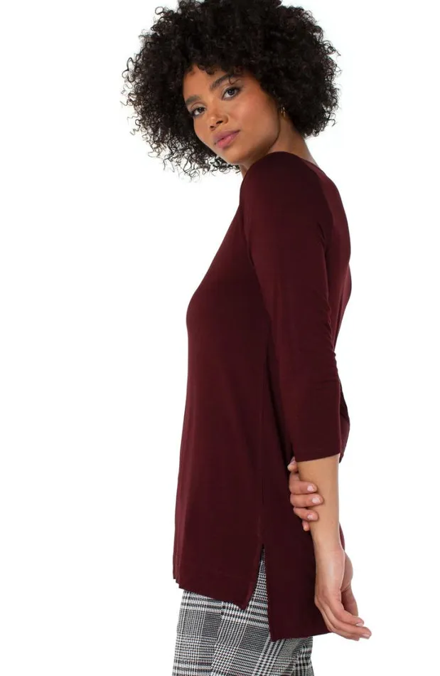 TSHIRTS Women Liverpool Los Angeles VNECK 34 SLEEVE TOP Plum Diva