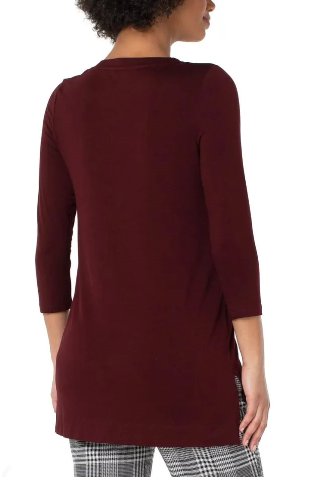 TSHIRTS Women Liverpool Los Angeles VNECK 34 SLEEVE TOP Plum Diva