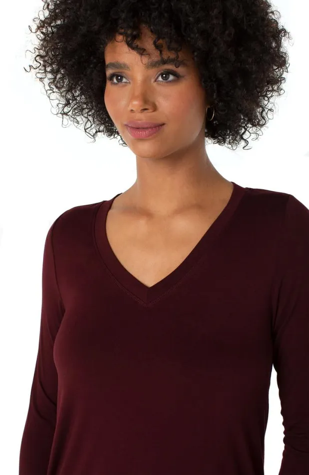 TSHIRTS Women Liverpool Los Angeles VNECK 34 SLEEVE TOP Plum Diva