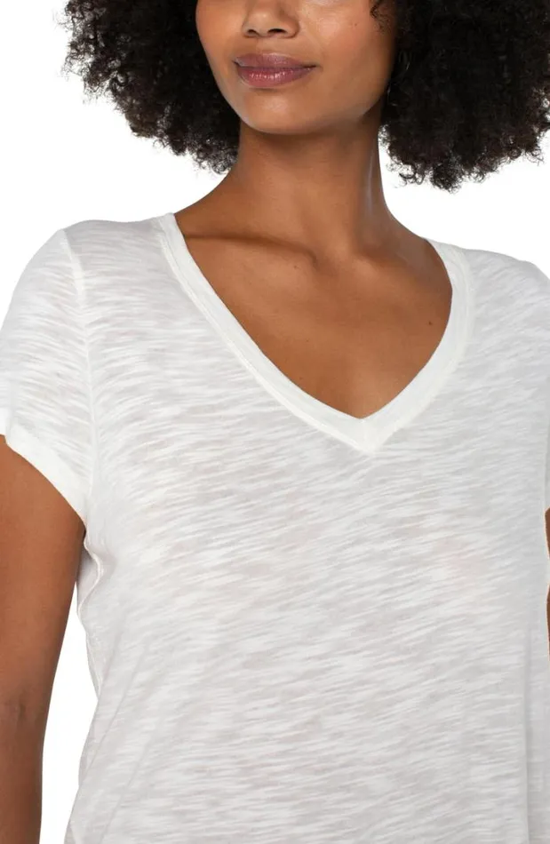 TSHIRTS Women Liverpool Los Angeles VNECK SLUB KNIT TEE Vintage White