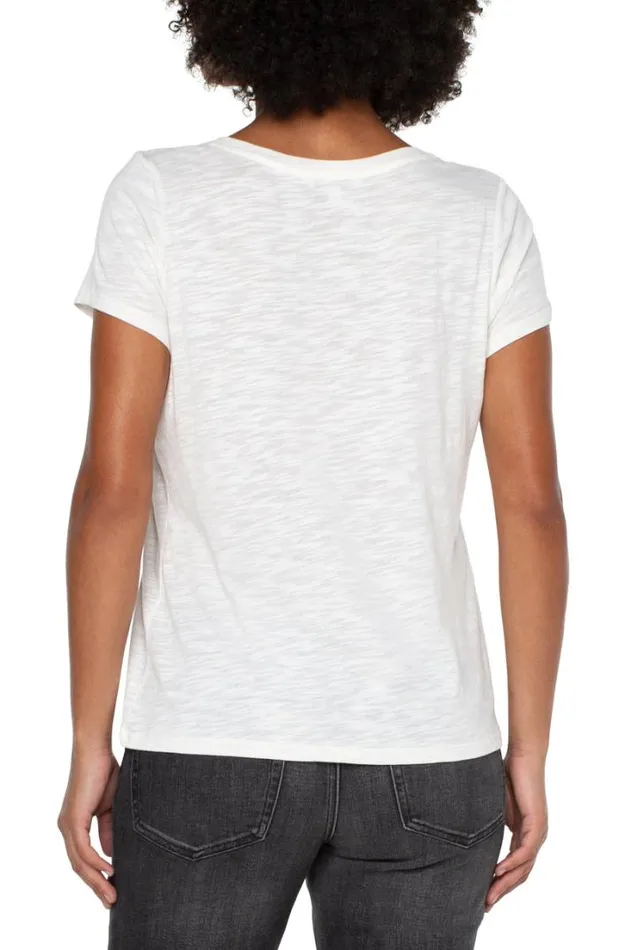 TSHIRTS Women Liverpool Los Angeles VNECK SLUB KNIT TEE Vintage White