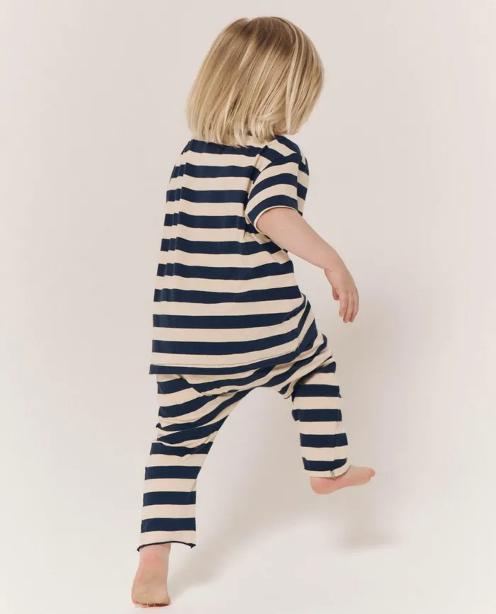 Tees and Sweats Kids The Great The Little Boxy Crew Novelty Navy And Cream Scholar Stripe