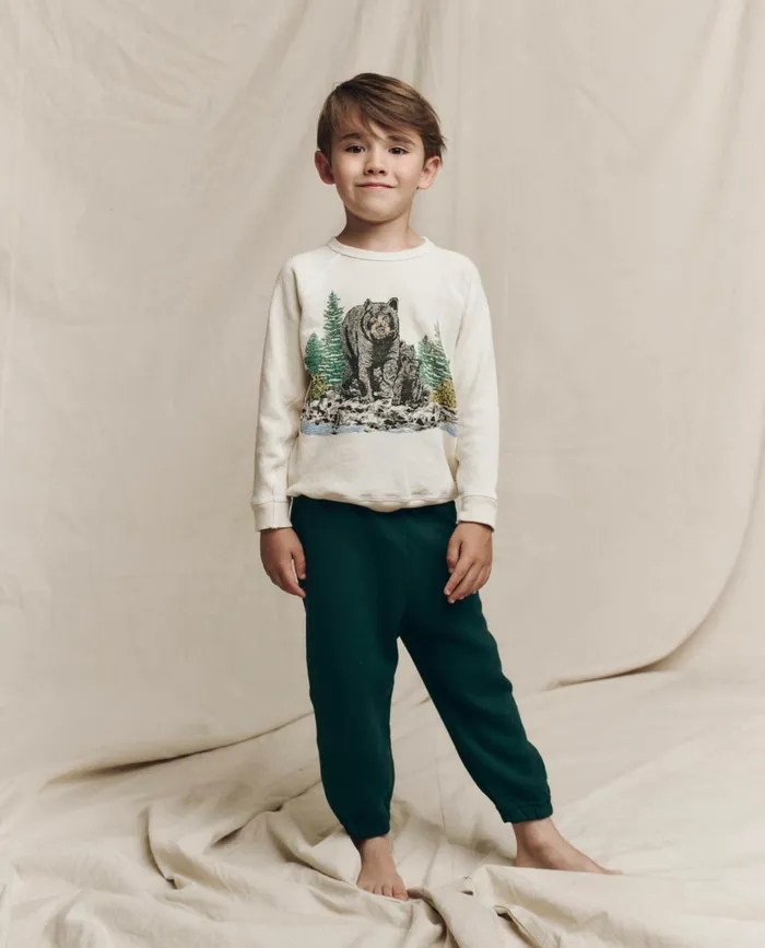Tees and Sweats Kids The Great The Little College Sweatshirt Graphic Washed White With Black Bear Tees and Sweats Kids The Great The Little College Sweatshirt Graphic Washed White With Black Bear