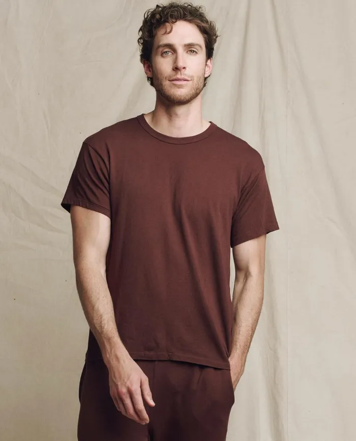 Tees and Sweats Men The Great The Men039s Boxy Crew Solid Toasted Walnut
