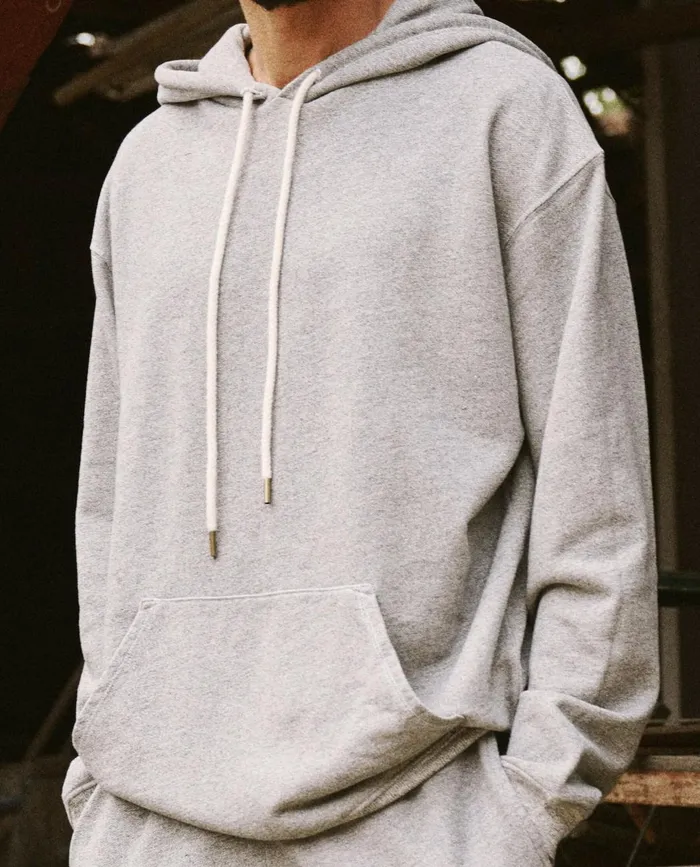 Tees and Sweats Men The Great The Men039s Gym Drawstring Hoodie Varsity Grey