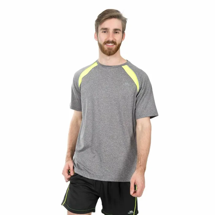 Telford Quick Dry Active TShirt Smoke Marl Men Trespass Gym and Sports Tops
