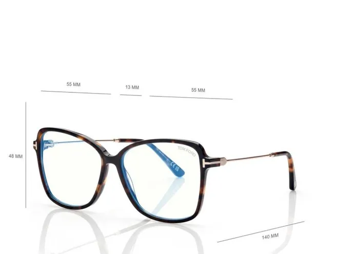 TOM FORD Blue Block Collection Women BLUE BLOCK BUTTERFLY OPTICALS Dark Havana