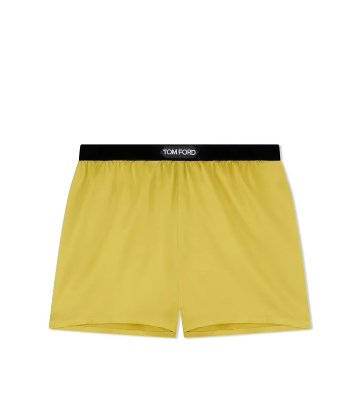TOM FORD Bottoms Women STRETCH SILK SATIN BOXER SHORTS Charteuse Citrine