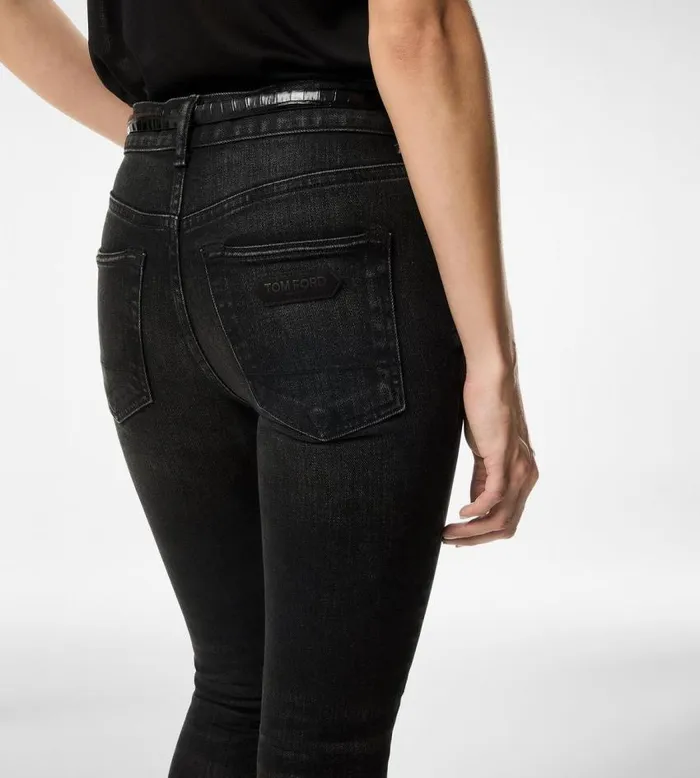 TOM FORD Denim Women DISTRESSED STRETCH DENIM SKINNY JEANS Black TOM FORD Denim Women DISTRESSED STRETCH DENIM SKINNY JEANS Black