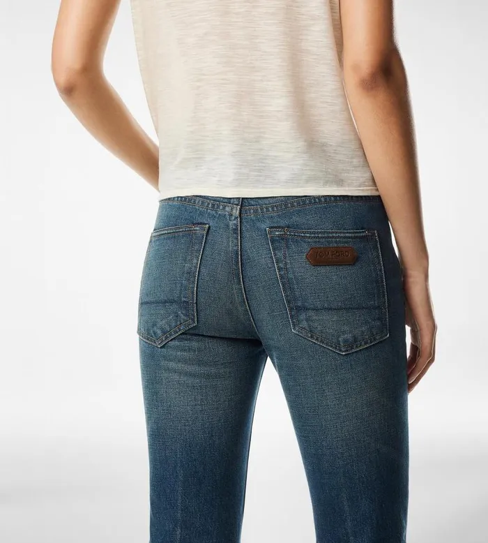 TOM FORD Denim Women STONE WASHED DENIM FLARED JEANS Mid Blue TOM FORD Denim Women STONE WASHED DENIM FLARED JEANS Mid Blue