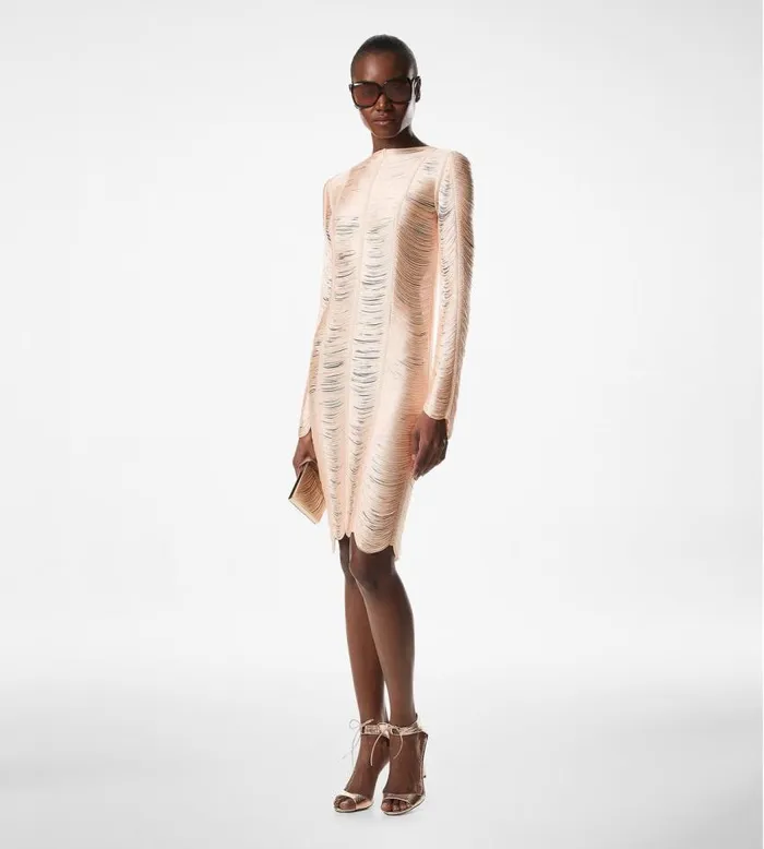 TOM FORD Dresses Women SHINY FRINGE COCKTAIL DRESS Pale Pink TOM FORD Dresses Women SHINY FRINGE COCKTAIL DRESS Pale Pink