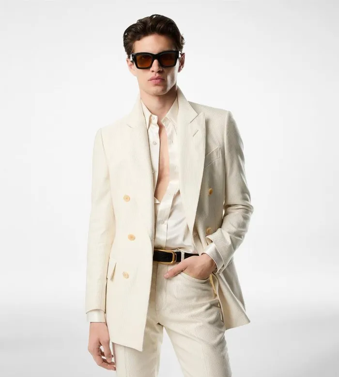 TOM FORD Jackets Men SILK COTTON CANNETE ATTICUS JACKET Ivory TOM FORD Jackets Men SILK COTTON CANNETE ATTICUS JACKET Ivory