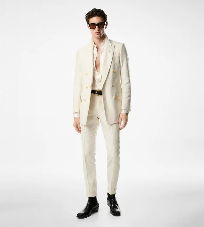 TOM FORD Jackets Men SILK COTTON CANNETE ATTICUS JACKET Ivory TOM FORD Jackets Men SILK COTTON CANNETE ATTICUS JACKET Ivory