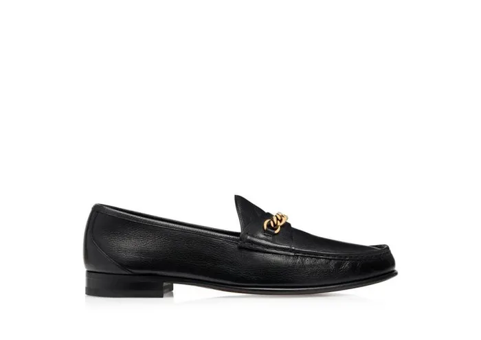 TOM FORD Loafers Men GRAIN LEATHER YORK CHAIN LOAFER Black