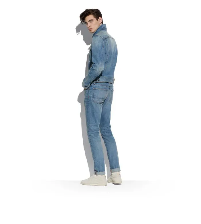 TOM FORD Outerwear Men AGED LIGHT WASH ICON DENIM JACKET Washed Blue TOM FORD Outerwear Men AGED LIGHT WASH ICON DENIM JACKET Washed Blue