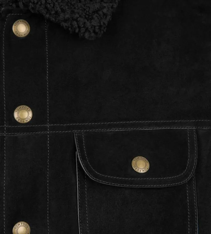 TOM FORD Outerwear Men CASHMERE SUEDE SHEARLING TRUCKER Black