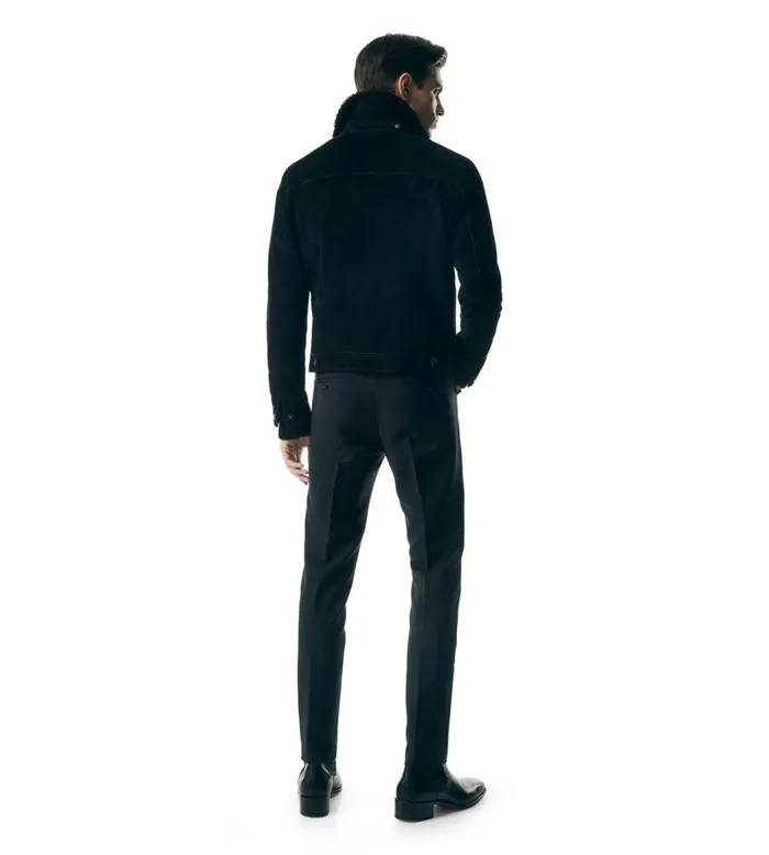 TOM FORD Outerwear Men CASHMERE SUEDE SHEARLING TRUCKER Black