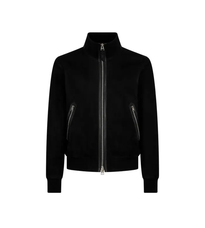 TOM FORD Outerwear Men LIGHT SUEDE TRACK BOMBER Black