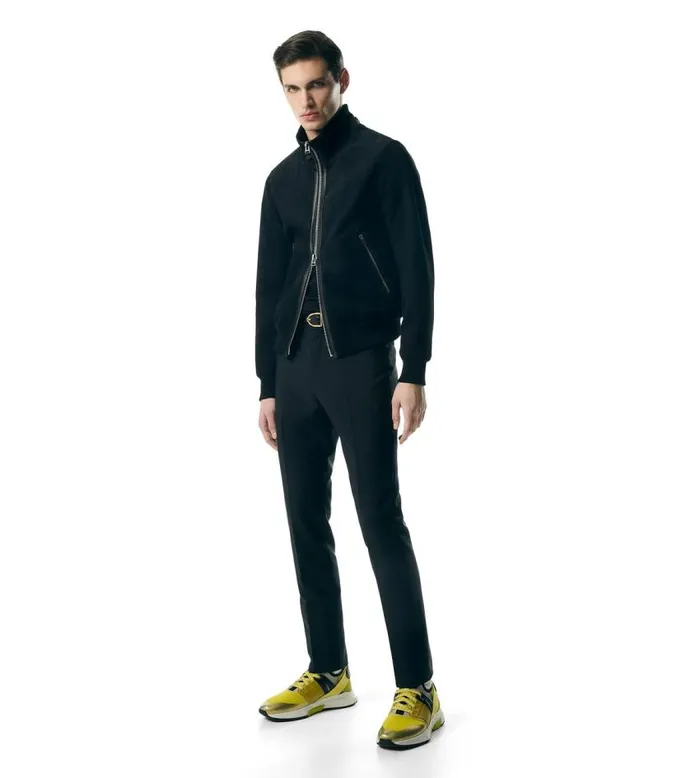 TOM FORD Outerwear Men LIGHT SUEDE TRACK BOMBER Black TOM FORD Outerwear Men LIGHT SUEDE TRACK BOMBER Black