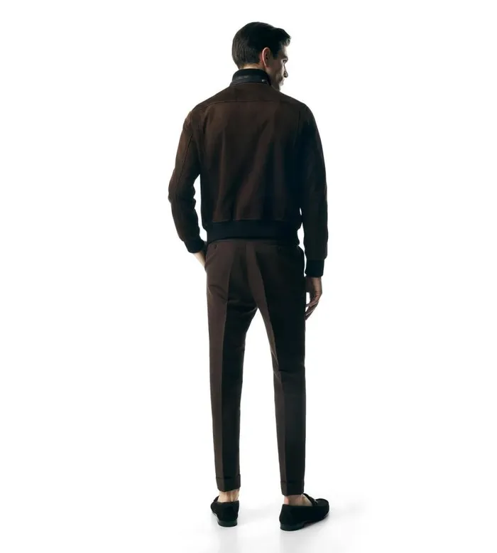 TOM FORD Outerwear Men LIGHT SUEDE TRACK BOMBER Dark Brown TOM FORD Outerwear Men LIGHT SUEDE TRACK BOMBER Dark Brown
