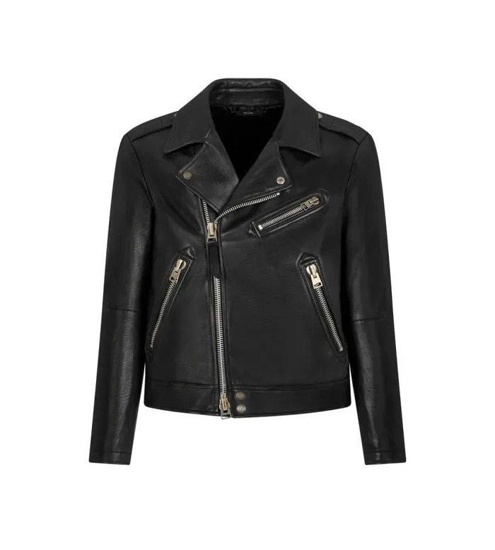 TOM FORD Outerwear Men SMOOTH GRAIN ASYMMETRIC BIKER Black