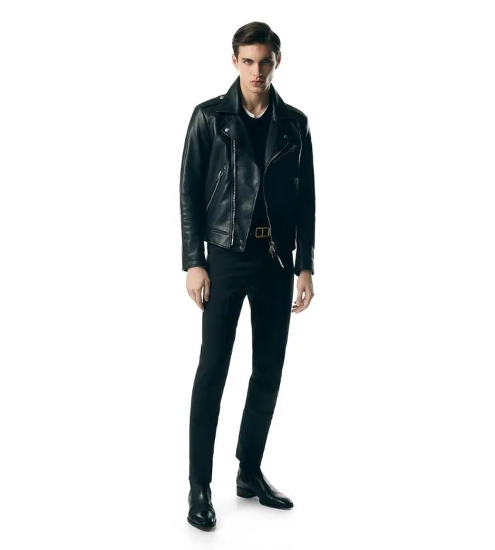 TOM FORD Outerwear Men SMOOTH GRAIN ASYMMETRIC BIKER Black TOM FORD Outerwear Men SMOOTH GRAIN ASYMMETRIC BIKER Black