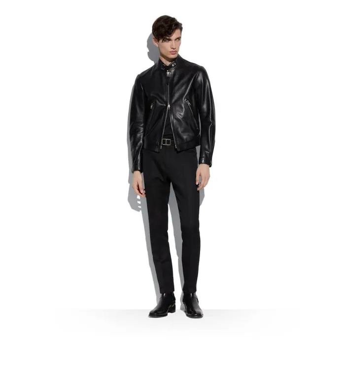 TOM FORD Outerwear Men SOFT LEATHER CAFE BIKER Black TOM FORD Outerwear Men SOFT LEATHER CAFE BIKER Black