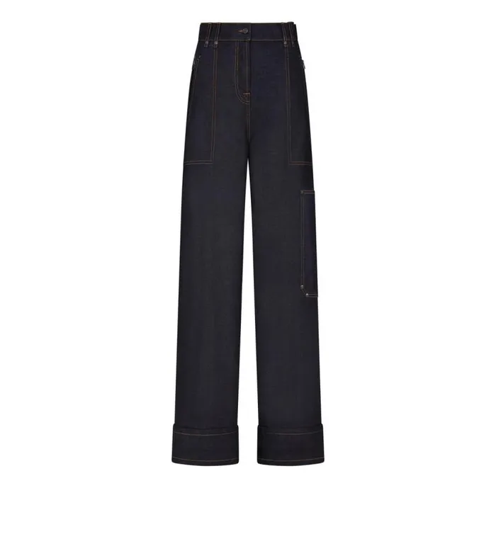 TOM FORD Pants and Shorts Women LIGHTWEIGHT DENIM WIDE LEG PANTS Dark Indigo