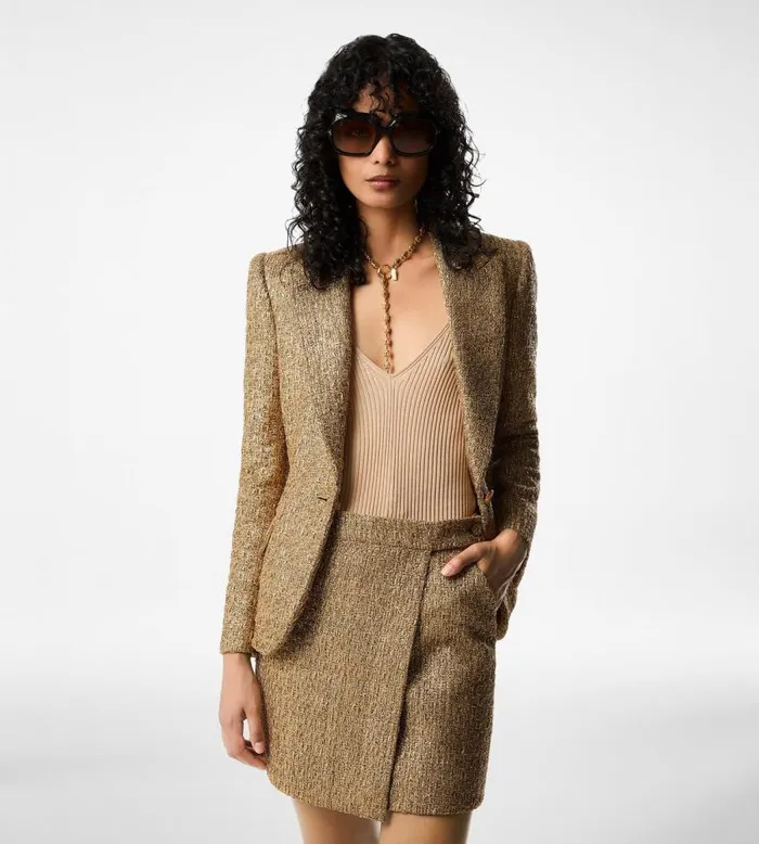 TOM FORD Skirts Women WOOL BLEND TWEED MINI SKIRT Antique Gold TOM FORD Skirts Women WOOL BLEND TWEED MINI SKIRT Antique Gold