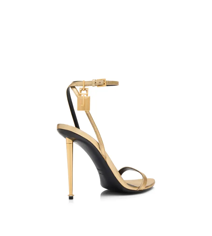 TOM FORD The Padlock Women LAMINATED NAPPA LEATHER PADLOCK POINTY NAKED SANDAL Gold TOM FORD The Padlock Women LAMINATED NAPPA LEATHER PADLOCK POINTY NAKED SANDAL Gold