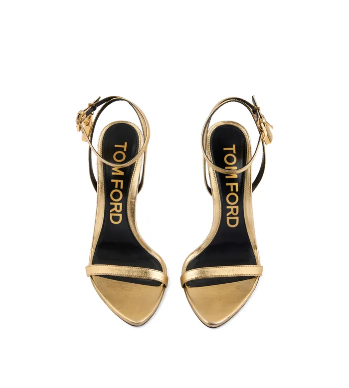 TOM FORD The Padlock Women LAMINATED NAPPA LEATHER PADLOCK POINTY NAKED SANDAL Gold TOM FORD The Padlock Women LAMINATED NAPPA LEATHER PADLOCK POINTY NAKED SANDAL Gold