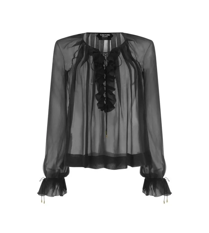 TOM FORD Tops Women SILK GEORGETTE BLOUSE Black
