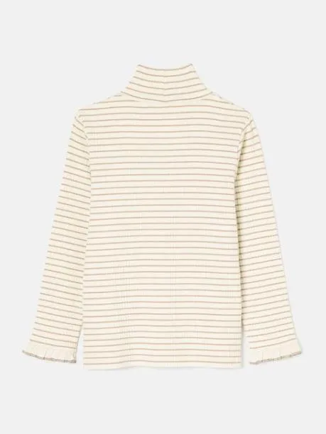 Tops and TShirts Girls Joules Cream Stripe High Neck Rib Top