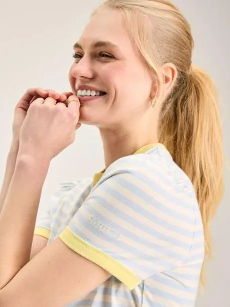 Tops and TShirts Women Joules Blue Stripe Short Sleeve TShirt