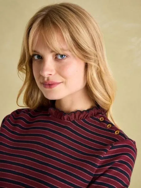 Tops and TShirts Women Joules Burgundy Long Sleeve Jersey Top