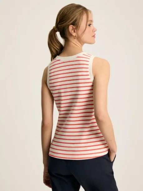 Tops and TShirts Women Joules Cream and Coral Striped Jersey Vest Tops and TShirts Women Joules Cream and Coral Striped Jersey Vest