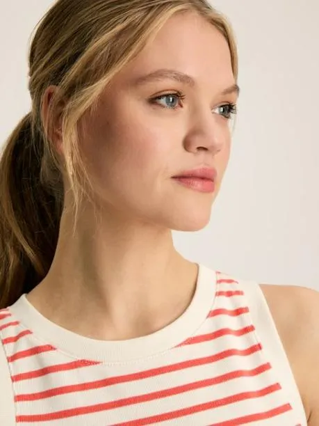 Tops and TShirts Women Joules Cream and Coral Striped Jersey Vest Tops and TShirts Women Joules Cream and Coral Striped Jersey Vest