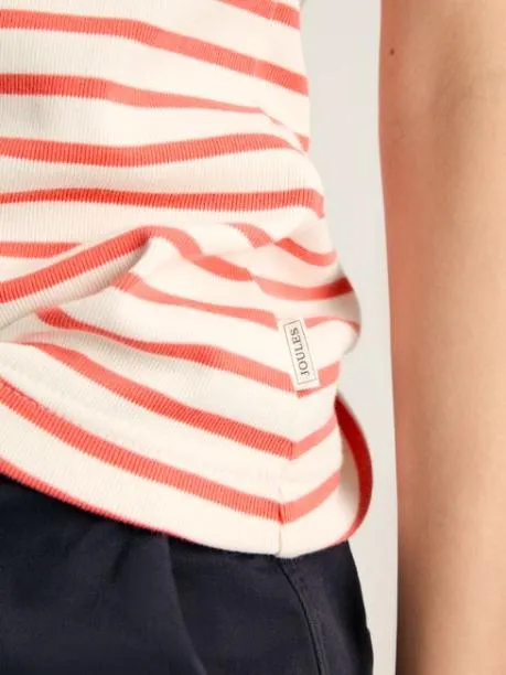Tops and TShirts Women Joules Cream and Coral Striped Jersey Vest Tops and TShirts Women Joules Cream and Coral Striped Jersey Vest