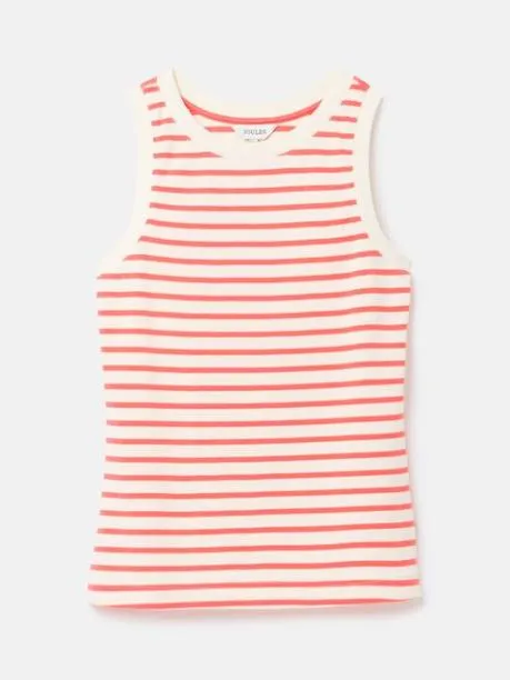 Tops and TShirts Women Joules Cream and Coral Striped Jersey Vest Tops and TShirts Women Joules Cream and Coral Striped Jersey Vest