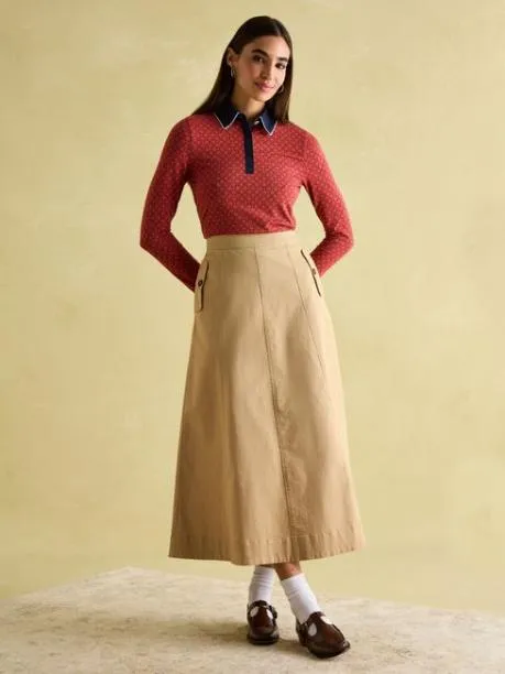 Tops and TShirts Women Joules Red Geo Long Sleeve Top