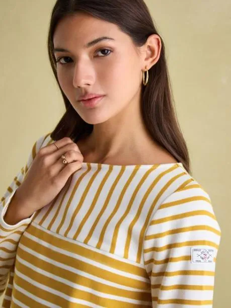 Tops and TShirts Women Joules Yellow Cream Boat Neck Breton Top