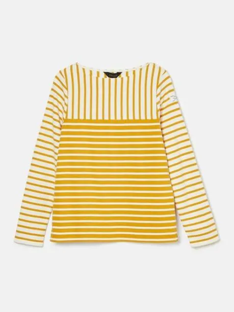 Tops and TShirts Women Joules Yellow Cream Boat Neck Breton Top