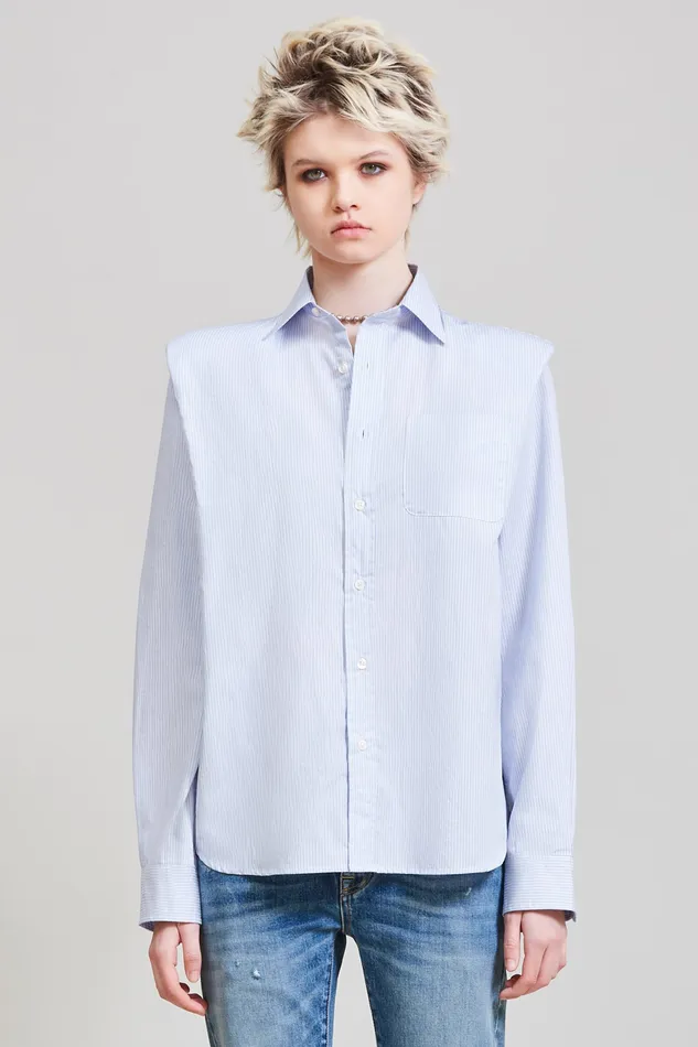 Tops Folded Shoulder Shirt 8211 Blue Stripe R13 Women