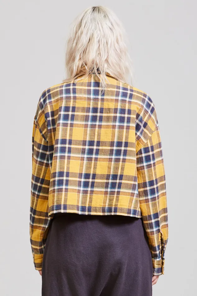 Tops R13 Women Oversized Cropped Shirt 8211 Yellow Plaid