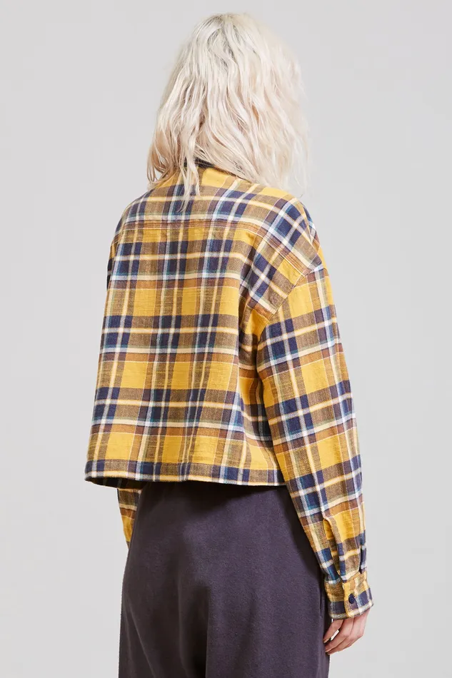 Tops R13 Women Oversized Cropped Shirt 8211 Yellow Plaid