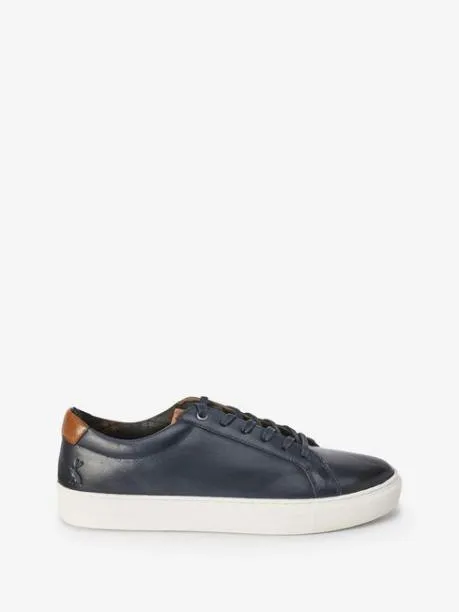 Trainers Men Joules Navy Blue Leather Trainers