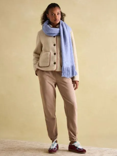 Trousers and Jeans Women Joules Brown Herringbone Jersey Slim Leg Joggers