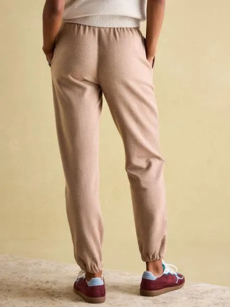 Trousers and Jeans Women Joules Brown Herringbone Jersey Slim Leg Joggers