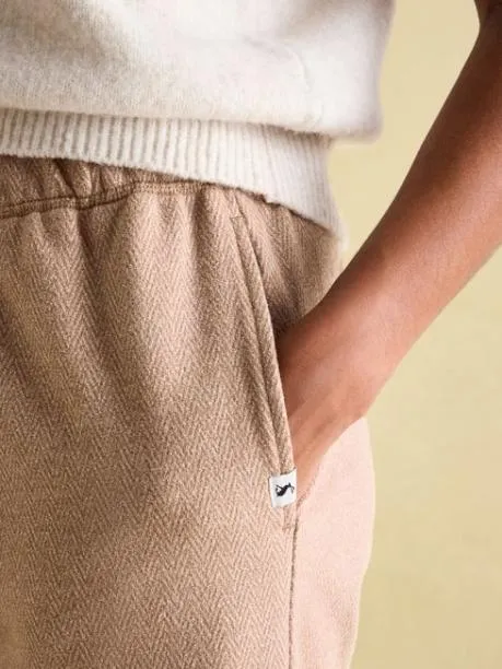 Trousers and Jeans Women Joules Brown Herringbone Jersey Slim Leg Joggers