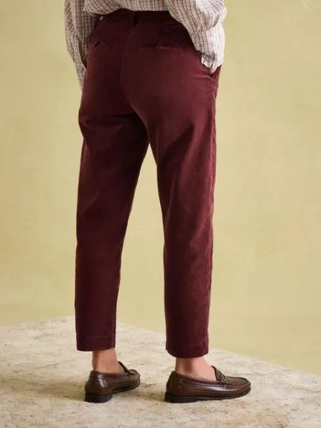 Trousers and Jeans Women Joules Burgundy Corduroy Tapered Trousers